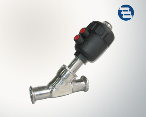 Pneumatic clamp angle seat valve